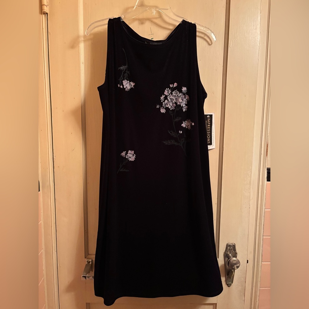 Impressions Black Stretch Velvet Mini Dress